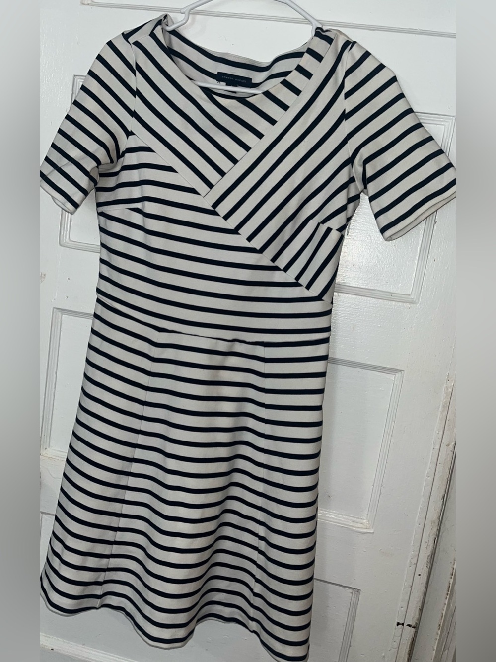 Tommy Hilfiger Black and White Striped Midi Dress